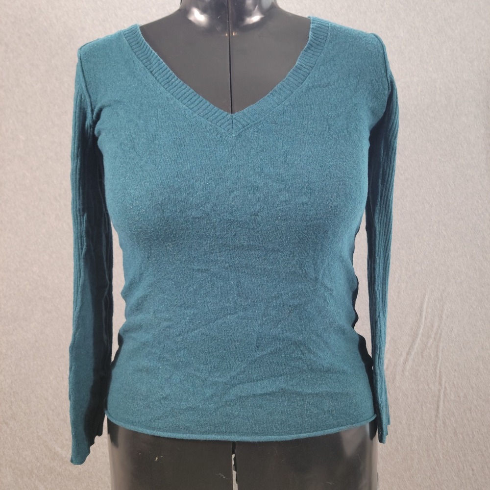 Old Navy V-Neck Sweater Womens XL Teal Blue Angora Blend Fall Cabincore Layering